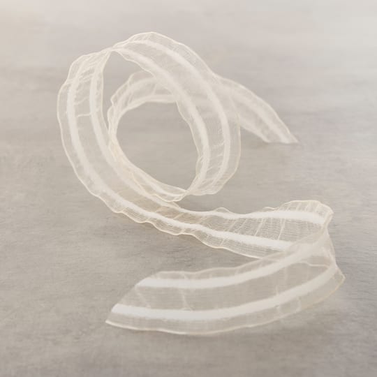 1" x 3yd. White Stripe Organza Ribbon by Celebrate It™